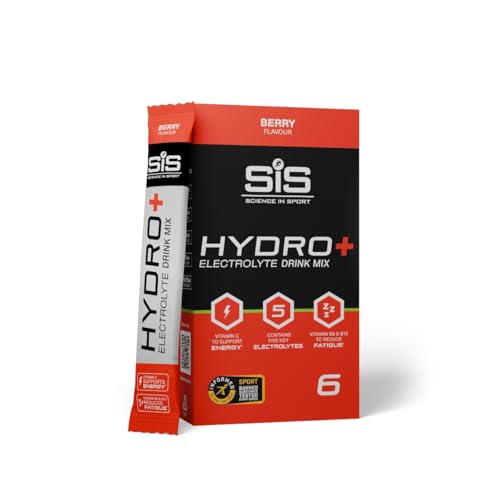 Science in Sport Hydro+ Electrolytes Powder Sachets with 5 Essential Electrolytes and Added Vitamins C, B6, and B12 for Hydration Drink | Berry, Pack of 6 Sachets