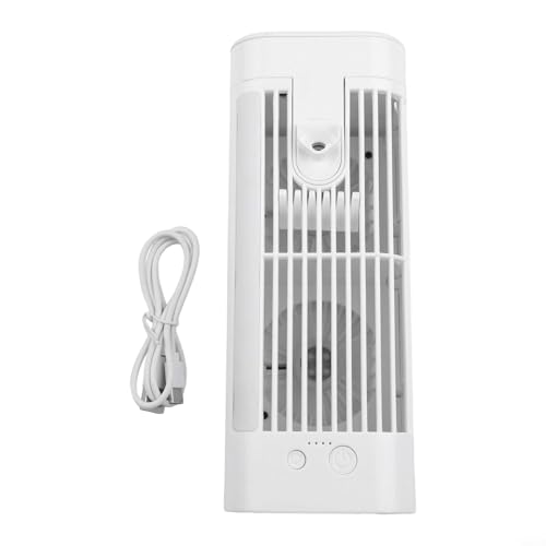 Mini aire acondicionado portátil con carga USB-C, 3 ajustes de velocidad y luz nocturna para escritorio, oficina y dormitorio (2400 mAH)