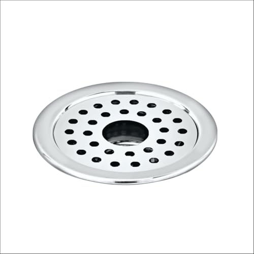 Image of Round Floor Drain with Hole 8 Inch Stainless Steel 304 Grade Luxurious Bathroom Gratings Kitchen Floor Waste Water Drainer Strainer Bathtub Laundry (Round Gypsy Silver 8 Inch)