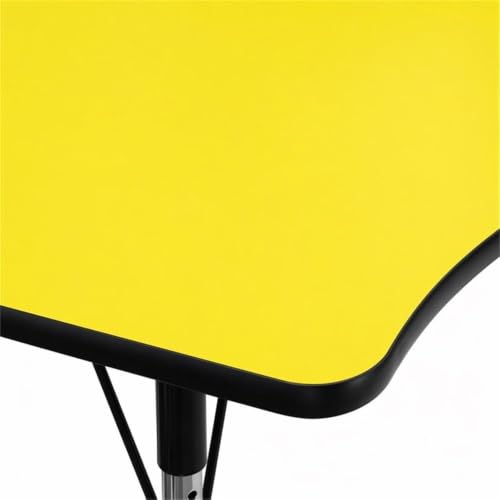 Scranton & Co Kidney Activity Table, 31" x 96", Yellow Laminate Top, Height Adjustable Chrome Steel Legs, Scratch and Stain Resistant, Versatile Classroom or Training Use, 400 lb Capacity - Image 4