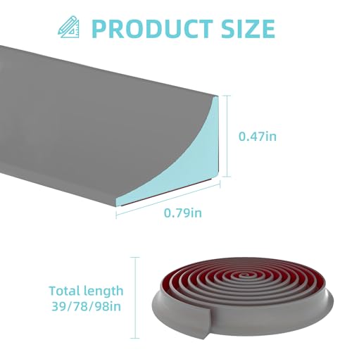 Image of Shower Threshold Water Dam,Walk in Shower Water Guard, Shower Dam Water Barrier Bathroom Sink Splash for Dry And Wet Separation Caulk Seal Strip Edge Trim (78Inch, Gray)