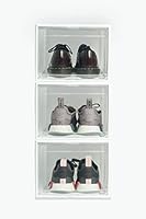 Melgar King Drop front Stackable Shoe / Sneaker Storage Organizer Box Pack of 3, Clear Acrylic Door, Durable Plastic...