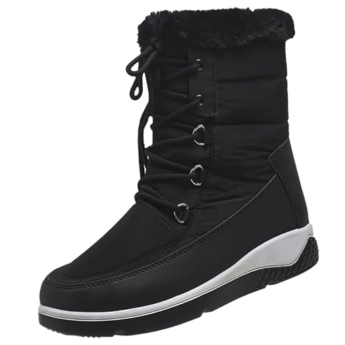 Zapatos deportivos elegantes para hombre de invierno cálido acolchado grueso no resbalón al aire libre talla grande zapatos de algodón para hombre de cierre rápido, Negro , 37 EU