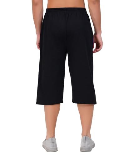 Image of RUGAN Men's Cotton Capri Three-Fourth Shorts | 3 /4th Pants for Men Dual Zipper Pockets | Plus Size Shorts