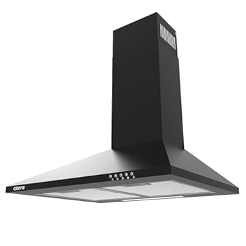 CIARRA Classe A Cappa Aspirante 60cm CAB6201A Nero 370m³/h Cappa da Cucina 3 livelli illuminazione a LED Filtro ai Carboni Attivi Cappa a Parete Piramide Aria di Scarico