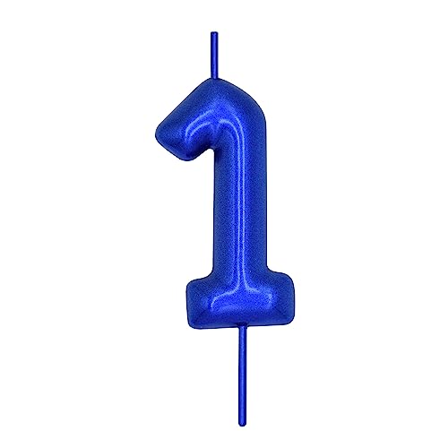 DERVENTA Blue Number 1 Candle 2.36 Inch Party Cake Decoration