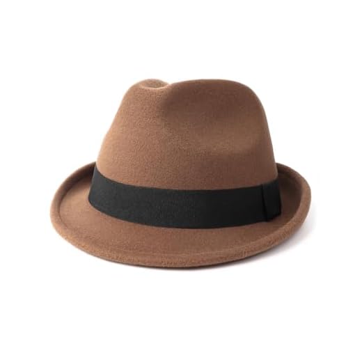 Zylioo XL-XXL Felt Trilby Hats Big Heads,Fedora Hat with Roll Up Brim,Vintage Short Brim Jazz Cuban Hat with Ribbon