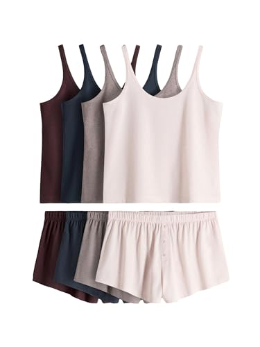 Pyjama short boxer et débardeur femme THE SET : le lot de 4 pour vos douces matinées cocooning