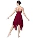 ODASDO Women Lyrical Dance Dress Ballet Modern Contemporary Dance Costume Spaghetti Straps Handerkerchief Hem Chiffon Flowy Skirt Ballroom Cha Cha Clothes Wine Red M
