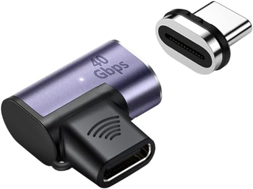 Image of Tobo USB C Magnetic Adapter, 90 Degree Magnetic USB C Adapter 24 Pins with PD 100W Fast Charge USB4 40Gbps 8K 60Hz for Thunderbolt 3 /4,Pro /Air /ROG Ally /Steam Deck /PS5 PSVR2(TD-1102TC, Pack-of-1)