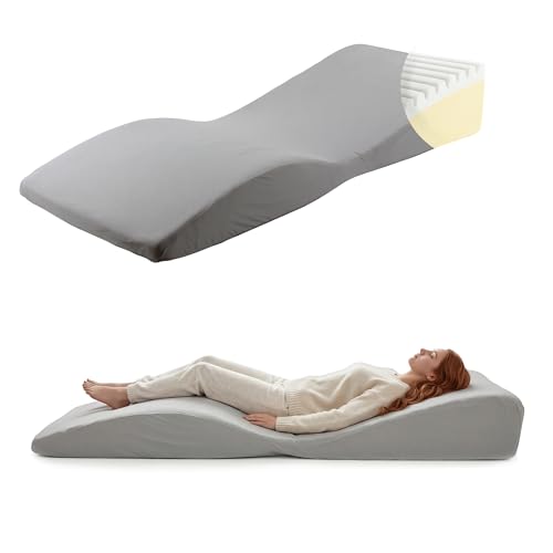 Full Body Bed Wedge Mattress Sleep Pillow for Acid Reflux Snoring Choking Back Pain Relief, Ergonomic Mattress Topper with Memory Foam Non Slip Base Cooling Sheet, Support System for 0-Gravity Sleep