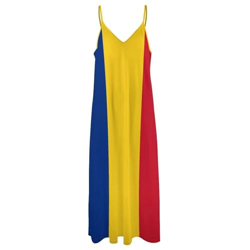 Robe imprimé rayures jaune style drapeau roumain pour un look maxi chic