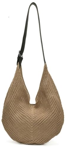 Slouchy Crochet Tote Bag for Women Mesh Summer Beach Purse 2025 Boho Knitted Shoulder Bag Adjustable Crossbody Bag