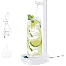 Automatic Water Dispenser, USB Rechargeable Electric Pump for Desktop with Extension Tube, Digital Display, White, Compatible with Multiple Bottle Sizes White