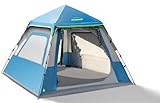 Overmont Automatische Campingzelt mit Plane - Familie Kuppelzelt 2-4 Personen - Pop up Zelt 3-4 Saison Wasserdicht Ultraleicht mit abnehmbares Regenverdeck - für Trekking, Outdoor, Wanderausflug