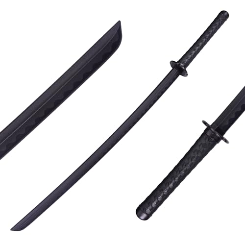 Polypropylene Katana Sword - Japanese Training Samurai Sword Blunt Longsword Martial Arts Practice Katana for Men and Women Cosplay Sword Safe Easy Fun Durable Black