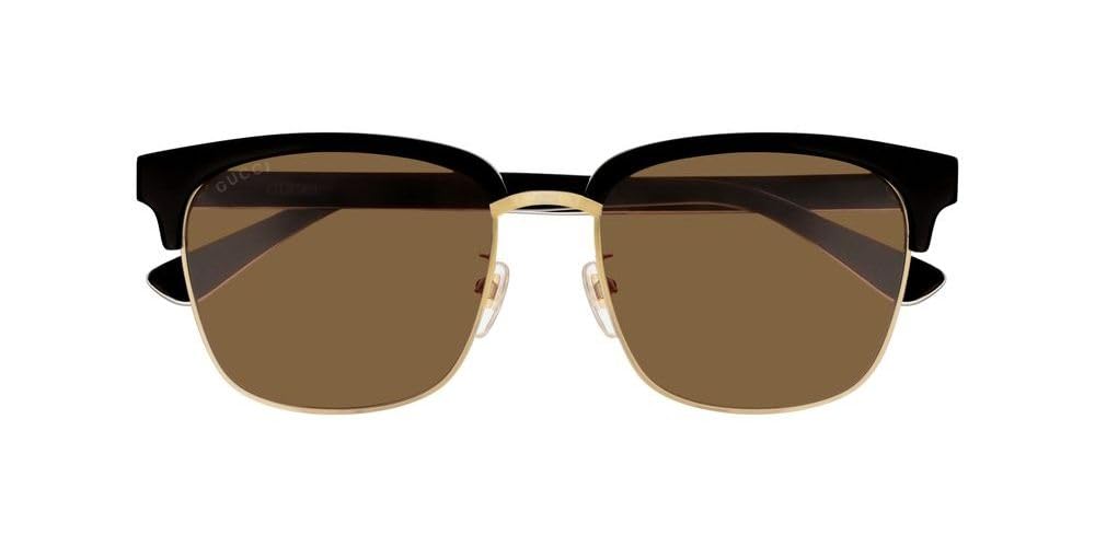 Gucci Unisex – Erwachsene GG0382S-002-56 Sonnenbrille, Glänzend Schwarz - Gold, 56