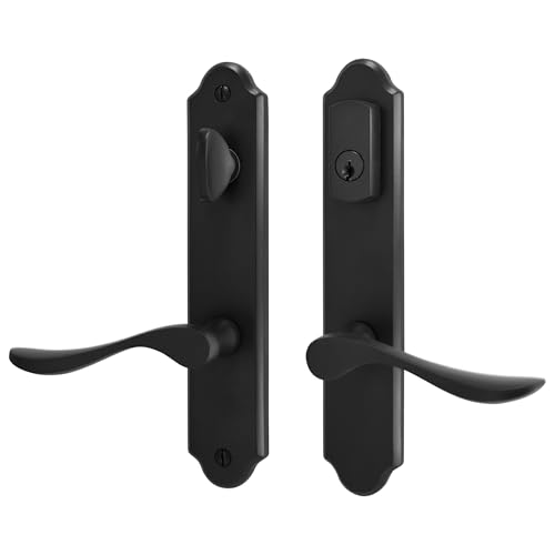10 Arch Keyed MPL Hinged Patio Door Active Handleset Trim Compatible with Ashland Marvin Milgard & Jeld-Wen French Doors 3-5/8 Handle PZ 7-1/4 H.C. Non-Handed Matte Black