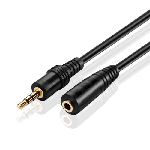 TNP AUX Headphone 3.5mm Extension Cable (3 Feet) - Male to Female Extender Audio Auxiliary Jack Adapter Wire Cord Plug Connector for iPhone iPod iPad, Smartphone Tablet, Home Car Speaker System