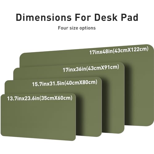 Image of Aothia Leather Desk Pad Protector, Mouse Pad, Office Desk Mat, Non-Slip PU Leather Desk Blotter, Laptop Desk Pad, Waterproof Desk Writing Pad for Office and Home (36 inch x 17 inch, Olive Green)