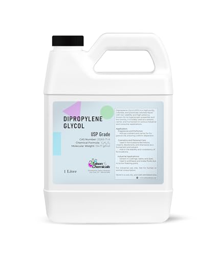 Dipropylene Glycol (DPG) Fragrance Grade 1 Liter / 33.8 fl Oz Dipropylene Glycol (DPG) Solvent for Perfume Oils Candles & Air Fresheners Carrier Oil - Great for Incense Making Perfume and Body Oils