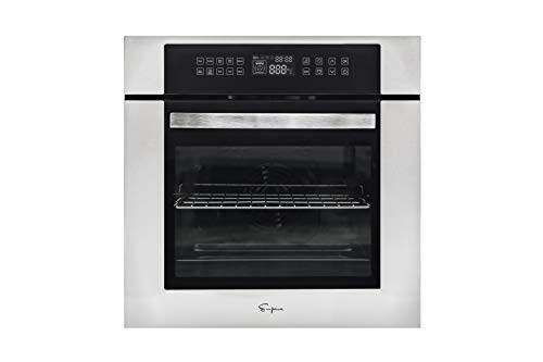 Empava 24" Electric Convection Single Wall Oven 10 Cooking Functions Deluxe 360° Rotisserie With Sensitive Touch Control In Stainless Steel, Silver #TOP1