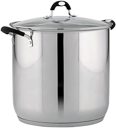 22 Qt Tramontina Stainless Steel Covered Stockpot, Induction Ready, 3ply Base, Clear Lid