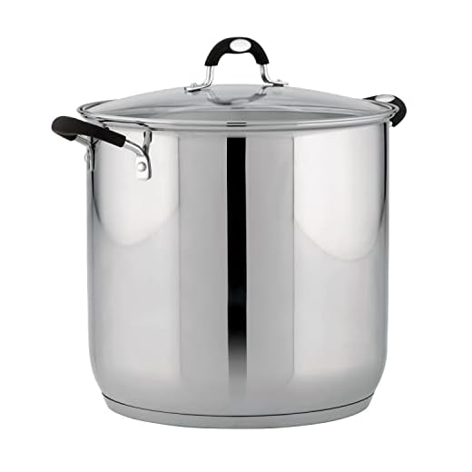 22 Qt Tramontina Stainless Steel Covered Stockpot, Induction Ready, 3ply Base, Clear Lid
