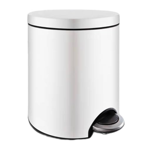 Cubo De Basura Cocina | con Pedal | Acero Inoxidable | Contenedor Interior Extraíble | Acabado Cromado Brillante | Papelera Baño(White,8L:24 * 30cm)