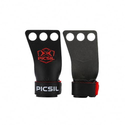 PICSIL Calleras RX Grips, Fibra de Carbono, Uso con Magnesio - Rojo, M