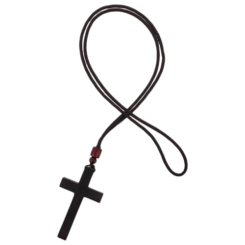 iplusmile Collier en bois avec croix en bois 40,6 cm pour voiture, design vintage, artisanat, pendentif symbole de foi, cadeau pour homme, femme, enfant