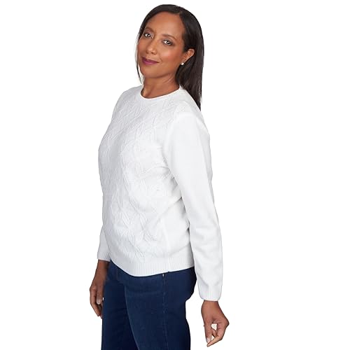 Alfred Dunner Classic Crew Neck Chenille Pullover Sweater