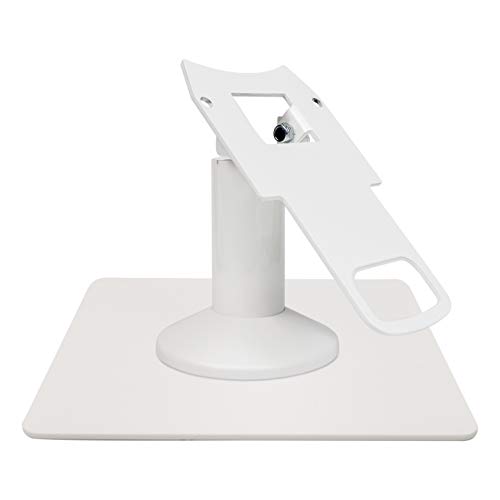 DCCStands Freestanding Swivel and Tilt Clover Mini/Clover Mini 3 Terminal Stand with Square Plate - Low Profile, White