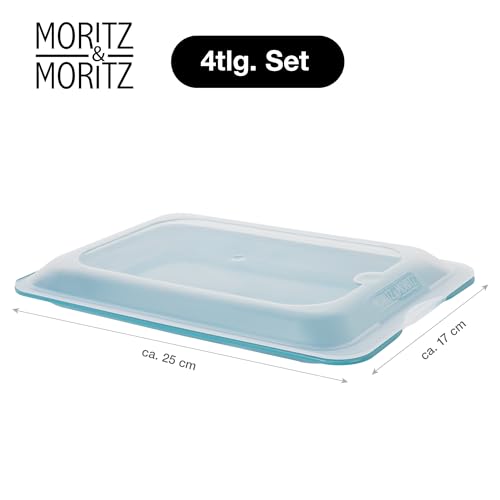 Moritz & Moritz 4er Set Aufschnittbox stapelbar – Frischhaltedosen mit Deckel zur Aufbewahrung von Wurst, Käse, uvm. – inkl. Tafelsticker zum Beschriften 2
