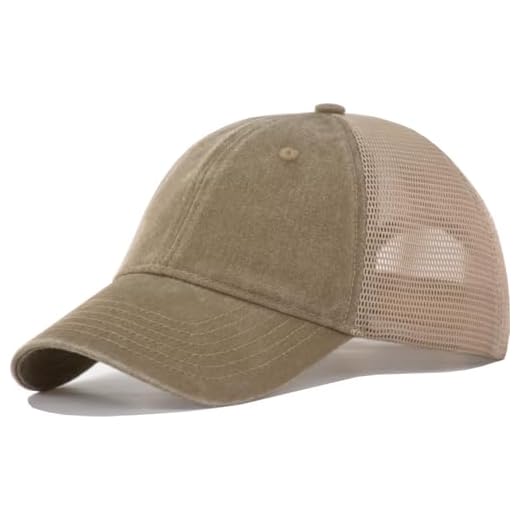 Comfy Vintage Trucker Baseball Hat- M/L/XL/XXL Women Men Unstructured Washed Dad Cap | Snapback | Soft Crown | Soft Mesh, Khakiv2, One Size