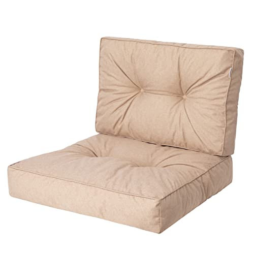 PillowPrim Coussin de chaise de jardin en rotin - Beige - 50 x 50 cm - Rembourrage matelassé -...