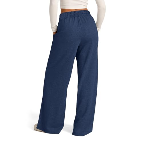 Women’s Wide Leg Sweatpants, Lightweight, High Waisted with Wide Pockets, Comfortable Lounge Pants with Drawstring, 2024