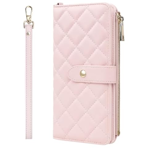 Lychii RFID Travel Passport Wallet Organizer, Quilting Leather Passport Holder Case for Passports, Credit Cards, Tickets, Money, Travel Documents Essentials - Pink Cover