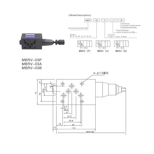 Soupape hydraulique de réduction MBR-02P pour le contrôle de pression empilable