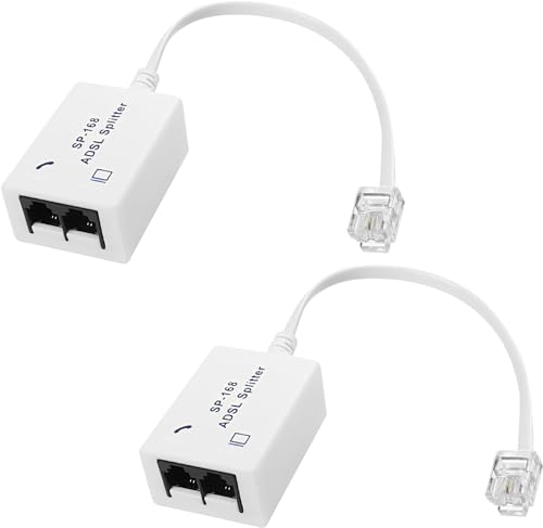 XMSJSIY Répartiteur de Filtre DSL Répartiteur ADSL pour Ligne téléphonique 1 vers 2 RJ11 6P4C/6P2C mâle vers Double Femelle Adaptateur convertisseur de...