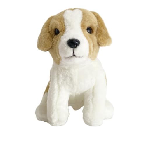 Chiot en peluche marron et blanc type Beagle | Jouet doux pour enfants