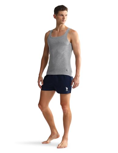 Image of U.S. Polo ASSN. Men's EV006 Pure Cotton Ribbed Vest - Pack of 1
