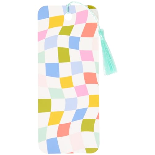 C.R. Gibson CBMP-25500 Checkerboard Bookmark with Tassel, 2.5" W x 6" L, Multicolor