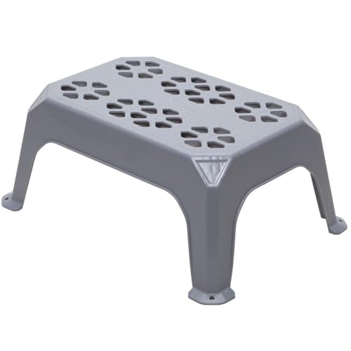 Camco Durable Large Step Stool - Textured Platform Surface to Help Prevent Slipping |Lightweight & Sturdy | Design Excellent for RVs, Trailers, Trucks| 400 lb. Capacity | 23' x 16' x 9 ¼' - Gray (43470)