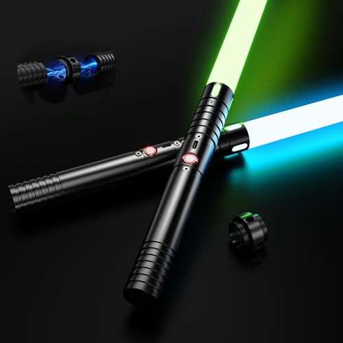 TQQALCYS Sables de luz, sables de luz dobles 2 en 1, espada recargable tipo C con 20 colores RGB 4 modos de sonido FX, sable de luz real para adultos, niños, cosplay, fiesta, Halloween, Navidad, 30.7