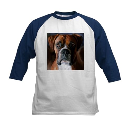 CafePress Adoring Boxer Dog Kids Baseball Jersey Kids Cotton Baseball Jersey, 3/4 Raglan Sleeve Shirt Navy/White