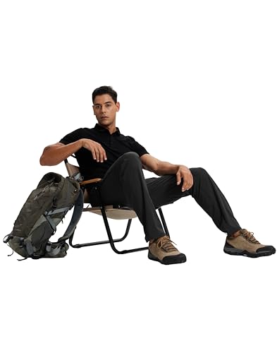 Mens Hiking Pants Lightweight Breathable Water Resistant Quick Dry Travel Outdoor Cargo Work Pants 6 Pockets Black 32Wx30L