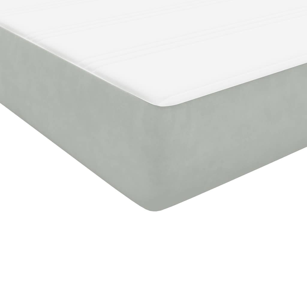 Cama con somier de 80 x 220 cm, terciopelo gris claro, con colchón y top, diseño moderno, cabecero de altura ajustable para habitaciones de invitados, habitación juvenil, accesorios para el