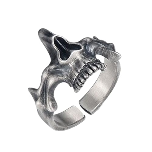 Hattba Bagues vintage en argent pour homme avec tête de mort punk - Accessoire de bijoux