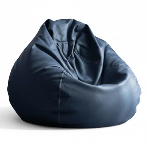 Image of 4XL Tear Drop Bean Bag Cover with Handle (Without Beans) Premium Faux Leather Bean Bag Chair Cover for Adults & Kids Comfortable Lounge Bean Bag Sofa for Living Room & Bedroom